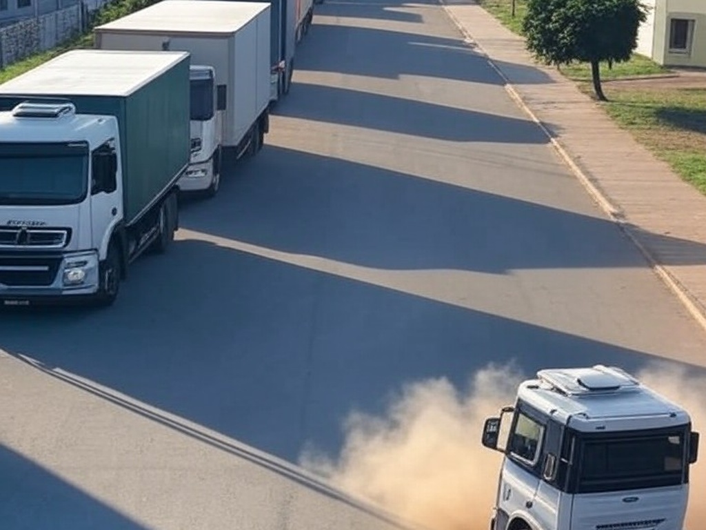 Rua na quadra 24 do Gama com caminhões estacionados, lixo acumulado e sinais de pragas, ilustrando problemas dos moradores.