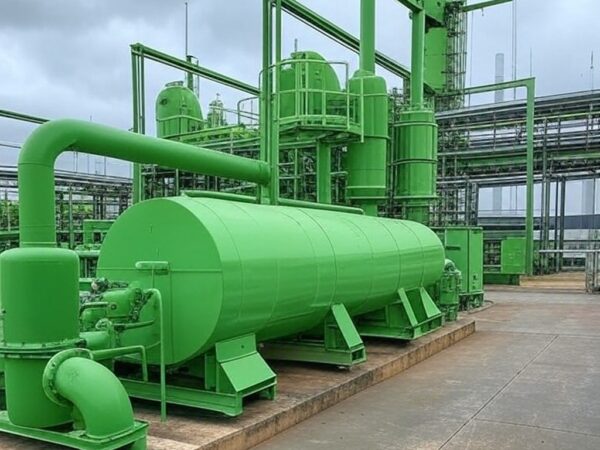 Usina de hidrogênio verde inativa no Distrito Federal, Brasil, simbolizando medida tardia e ineficaz.