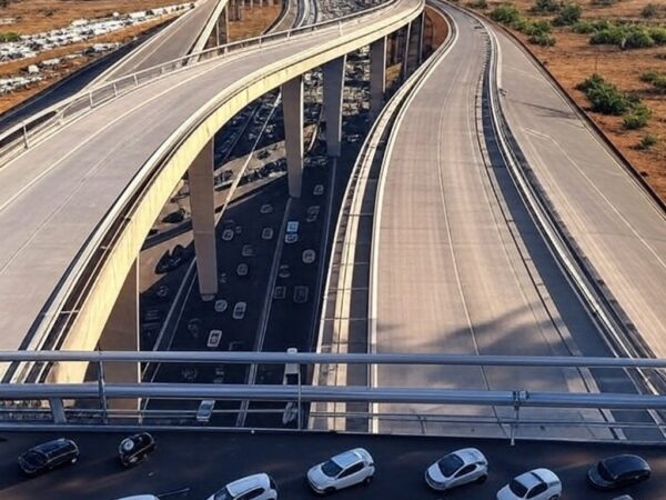 Viaduto de R$ 30,9 milhões aliviando tráfego entre Recanto das Emas e Riacho Fundo II no DF.