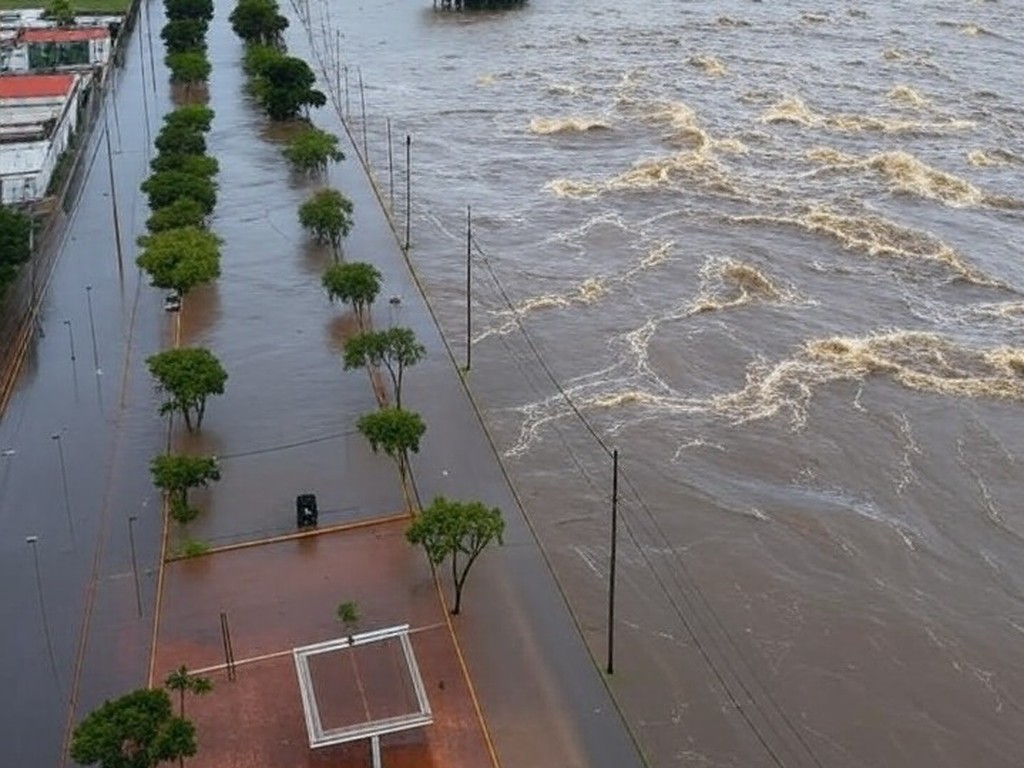 Reservatório Descoberto transbordando com ameaça de inundações em Ceilândia e Taguatinga após chuvas no DF.