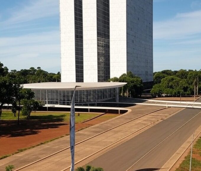 Centro comunitário para prevenção de drogas em Sobradinho, DF, com arquitetura brasiliense e relevo do planalto central.
