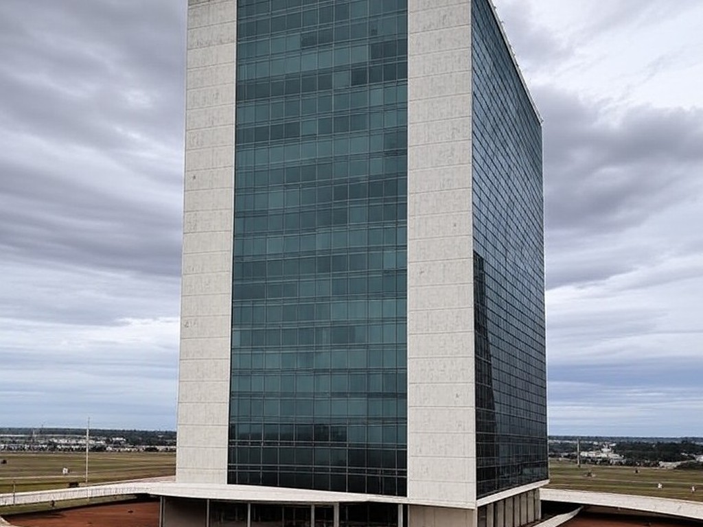 Fachada da Câmara Legislativa do DF em Brasília sob céu nublado, representando aprovação controversa de privilégio para servidores.