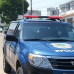 Viatura da PMDF em chácara no Park Way, Brasília, após detenção por ameaça com facão.