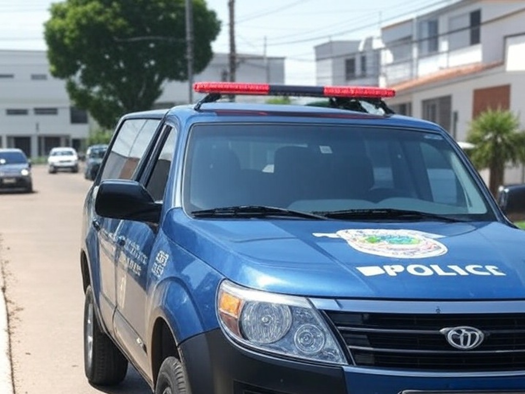 Viatura da PMDF em chácara no Park Way, Brasília, após detenção por ameaça com facão.