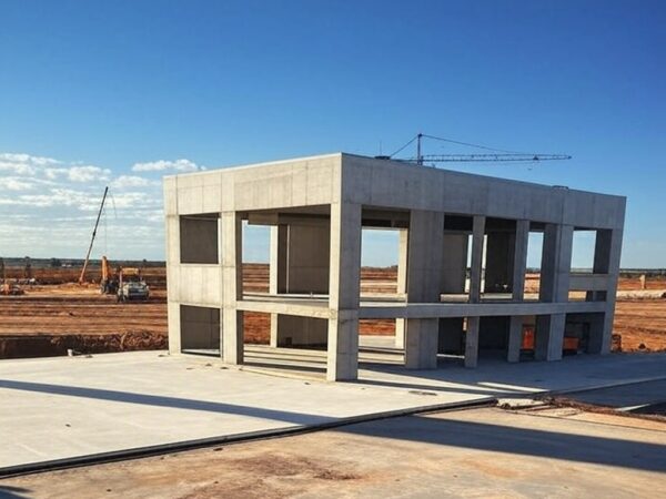 Canteiro de obras da UPA do Guará em Brasília, avançando para concretagem da laje em janeiro de 2026.