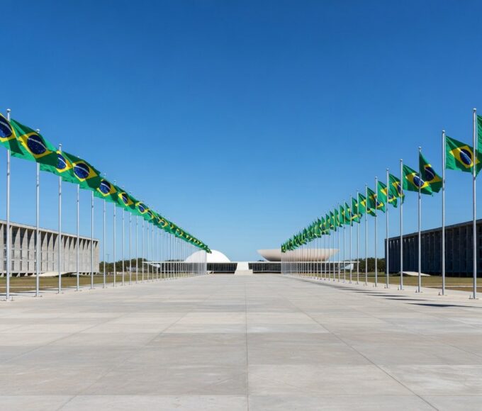 Vista da Esplanada dos Ministérios e Congresso Nacional em Brasília, representando unificação política para eleições no DF.