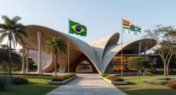 Escola pública no Distrito Federal, simbolizando liderança feminina na educação.