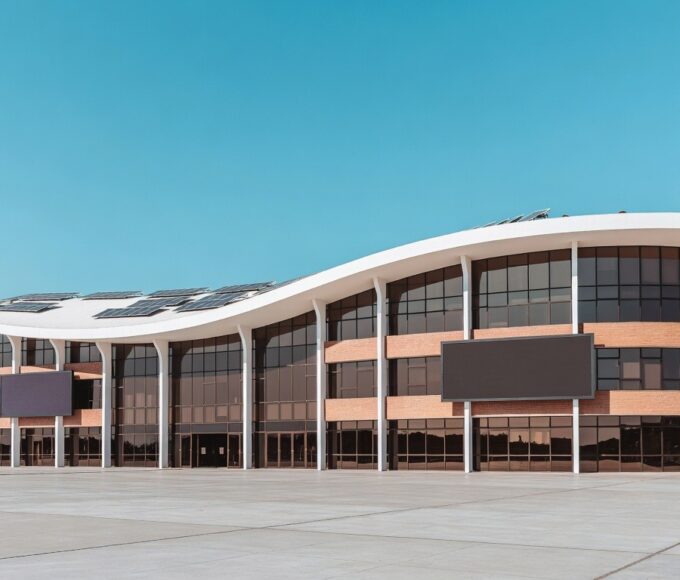 Mesa com documentos de convênio para mestrado em inovação e IA no DF, ao fundo arquitetura de Brasília.