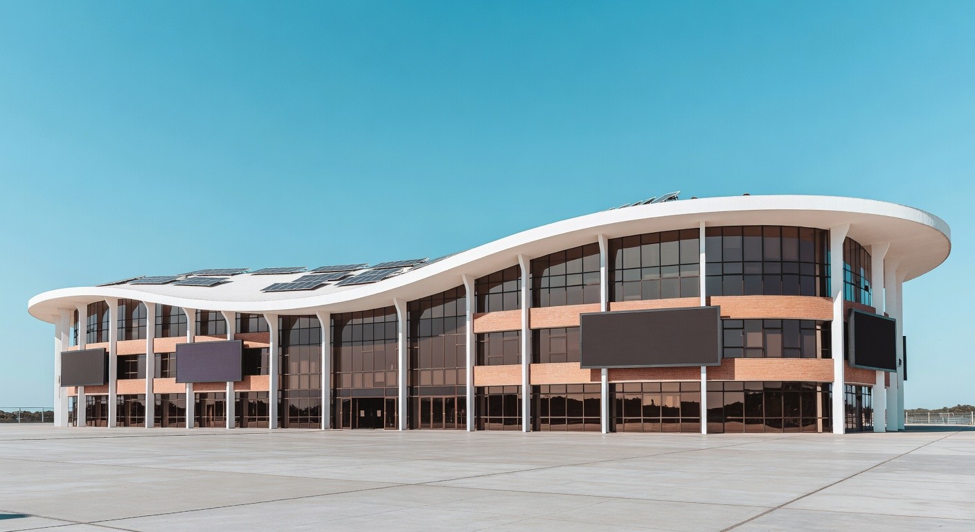 Mesa com documentos de convênio para mestrado em inovação e IA no DF, ao fundo arquitetura de Brasília.