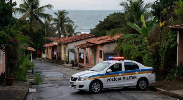 Arma de fogo apreendida em delegacia de polícia no DF, representando caso de ameaça em violência doméstica.