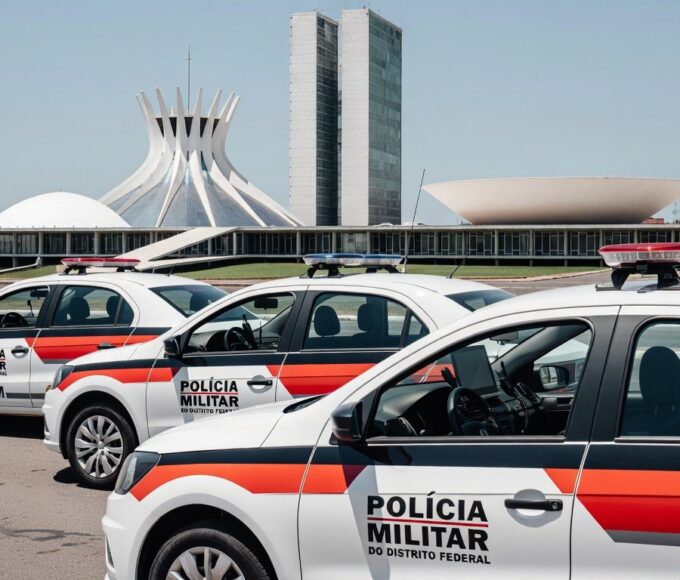 Sala de controle da PMDF com equipamentos de comunicação para emergências, inspirados em missão técnica nos EUA.