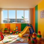 Fachada do Palácio do Buriti com placa de berçário infantil, celebrando apoio a servidoras mães no GDF.