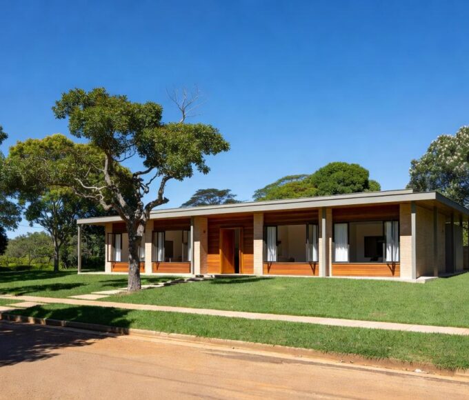 Casa residencial em Brasília representando a campanha Casa que Abraça do TJDFT para famílias realocadas após conflito de 30 anos.