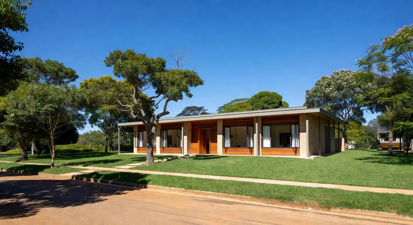 Casa residencial em Brasília representando a campanha Casa que Abraça do TJDFT para famílias realocadas após conflito de 30 anos.