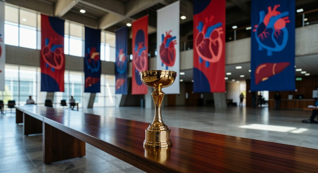 Laboratório de pesquisa médica em Brasília, simbolizando estudo sobre doação de órgãos e prêmios em congressos de transplantes.