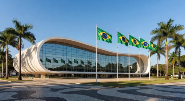 Edifício do banco BRB em Brasília representando proposta de R$ 15 bilhões por ativos do Banco Master.