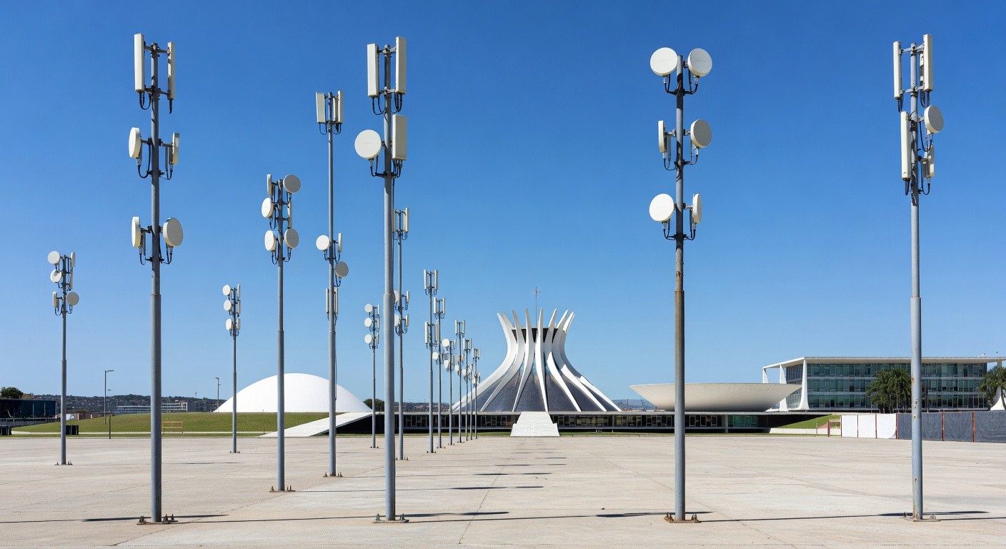 Antena de Wi-Fi na Esplanada dos Ministérios em Brasília, representando expansão do Wi-Fi Social DF para 2026.