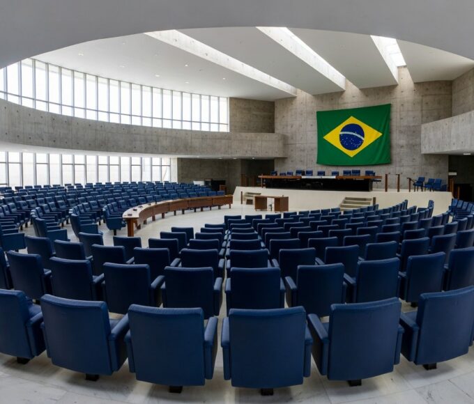 Plenário vazio da Câmara do DF simbolizando homenagem à Comitiva dos Traiados sem medidas concretas