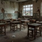 Sala de aula vazia simbolizando exclusão na educação de jovens e adultos