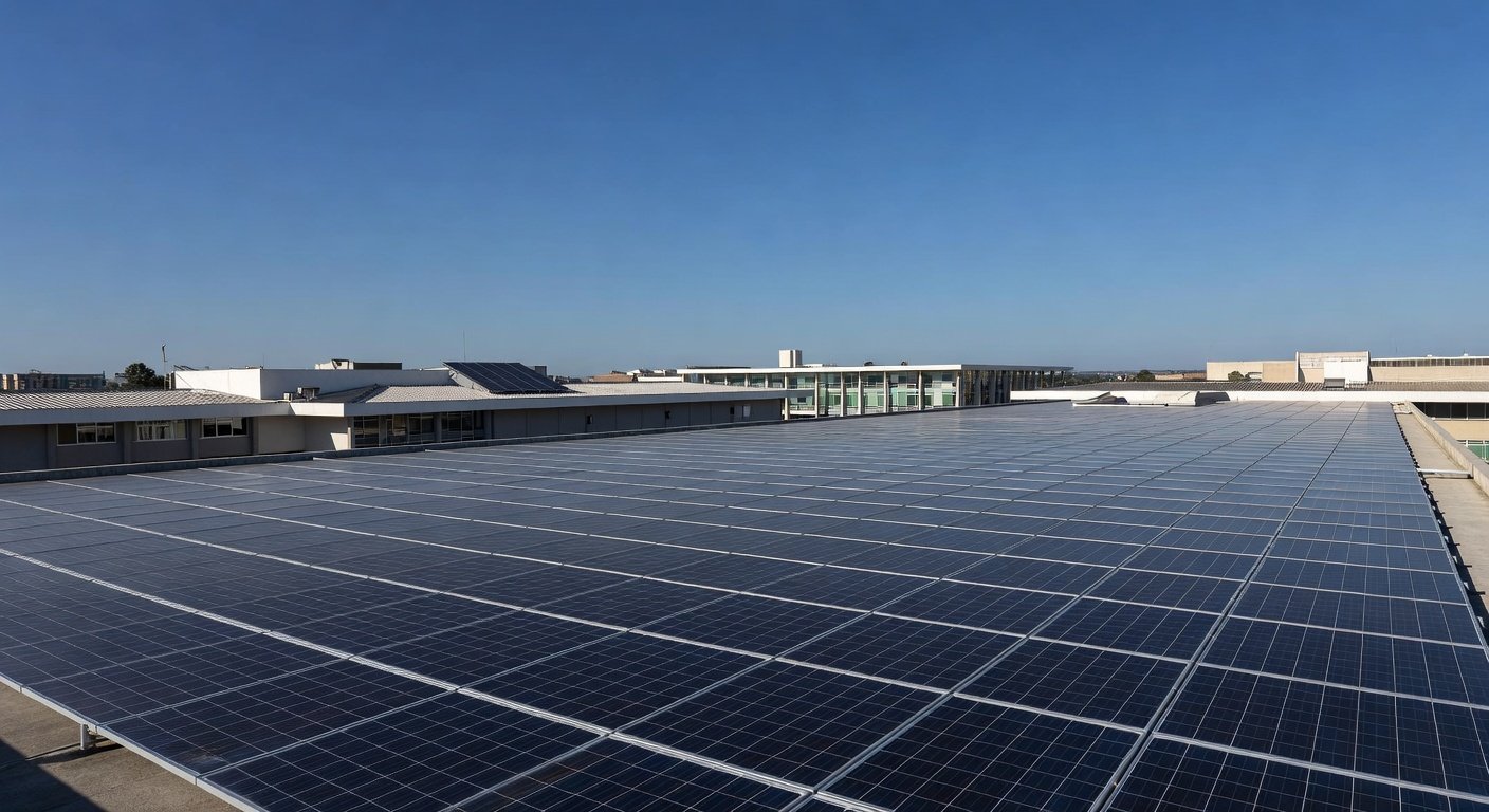 Painéis solares em Brasília simbolizando parceria TJDFT, Terracap e CEB