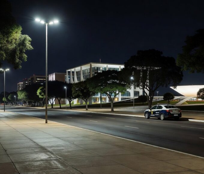 Via pública no DF com viatura policial após agressão