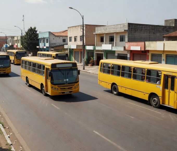 Ônibus do GDF oferecendo transporte gratuito durante paralisação para restaurantes comunitários em Brasília