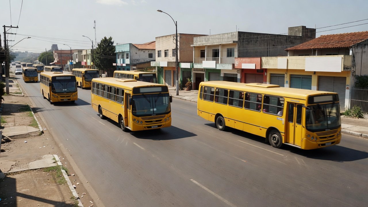 Ônibus do GDF oferecendo transporte gratuito durante paralisação para restaurantes comunitários em Brasília