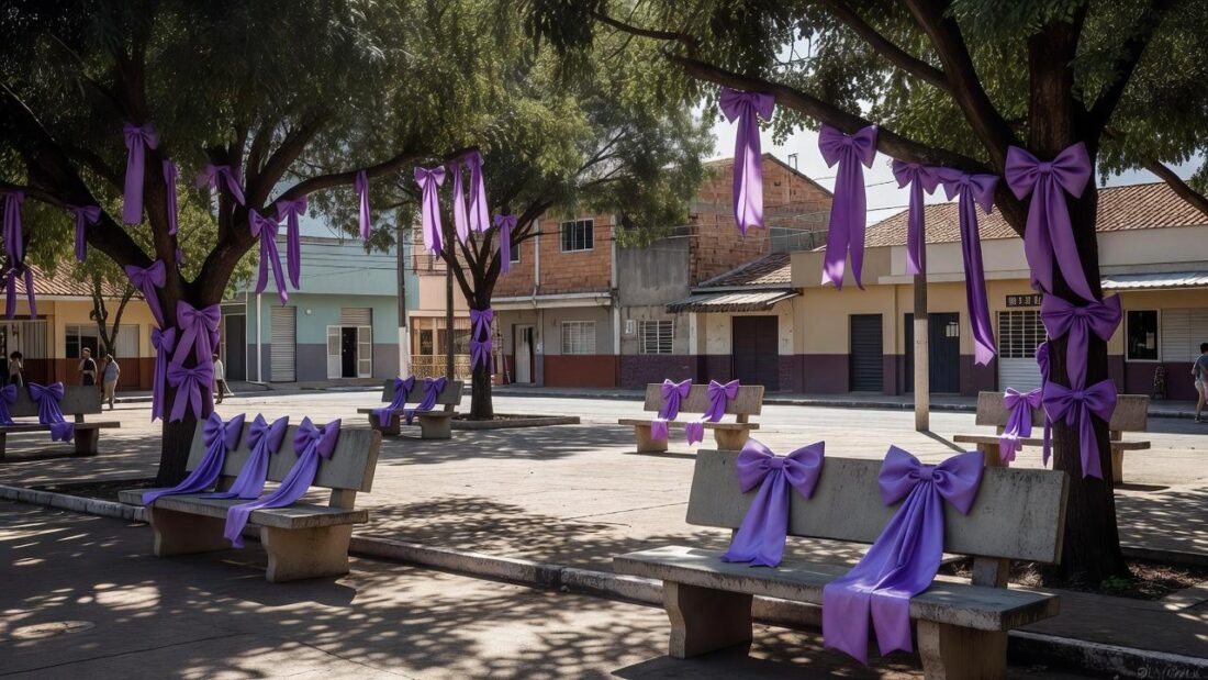 Centro de assistência social em Samambaia com elementos violeta da campanha Junho Violeta sobre direitos dos idosos