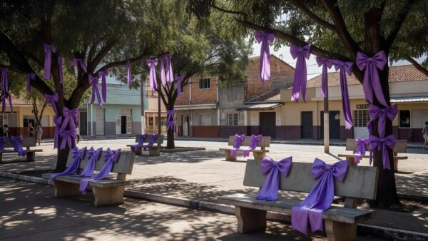 Centro de assistência social em Samambaia com elementos violeta da campanha Junho Violeta sobre direitos dos idosos