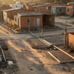 Bairro de Ceilândia com casas modestas e infraestrutura precária
