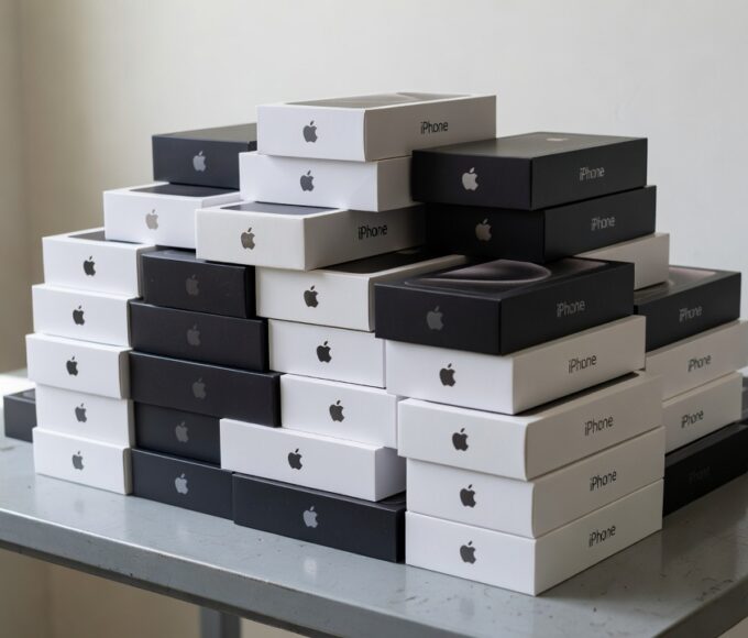 Caixas de iPhones apreendidos pela PMDF no Gama