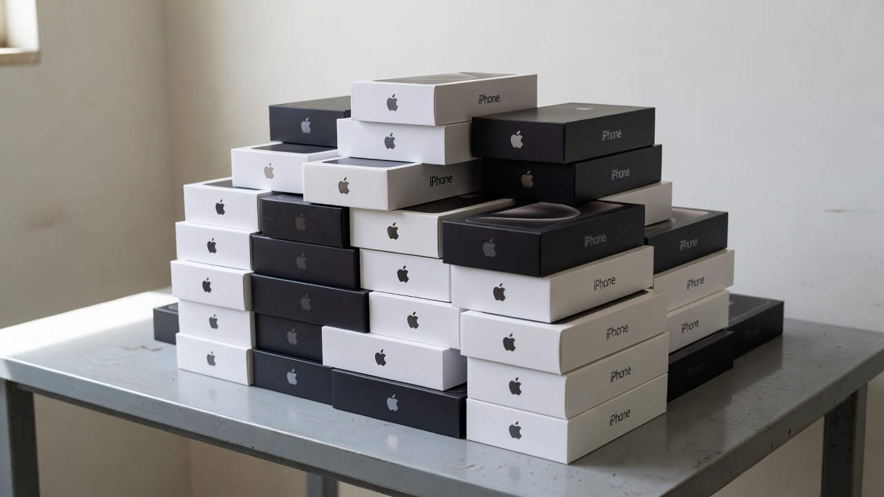 Caixas de iPhones apreendidos pela PMDF no Gama