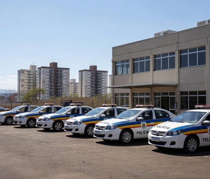 Viaturas da PMDF em frente ao Batalhão Valente em Ceilândia