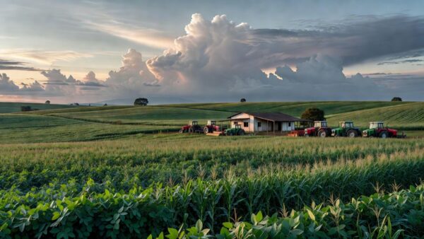 Paisagem rural no DF com plantações e fazendas representando incentivo ao empreendedorismo