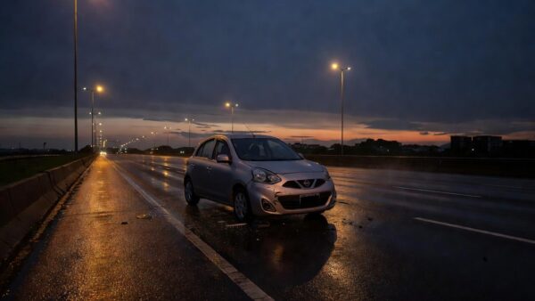 Acidente com Nissan March na EPTG em Guará
