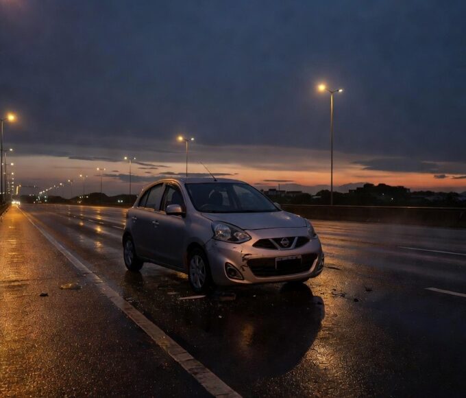 Acidente com Nissan March na EPTG em Guará