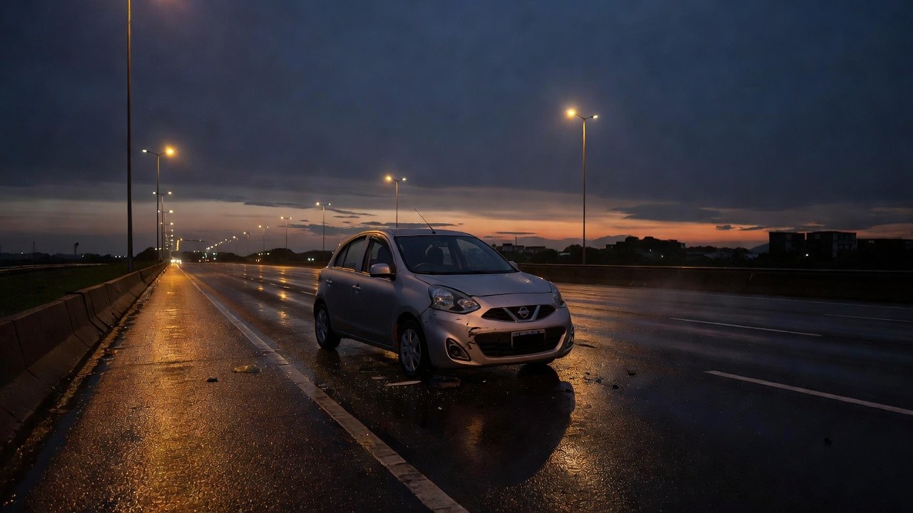 Acidente com Nissan March na EPTG em Guará