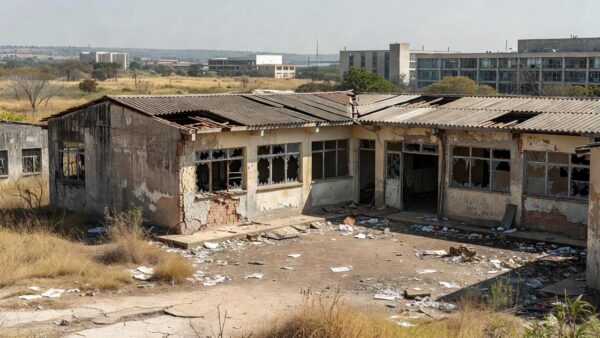 Escola pública deteriorada no DF mostrando precariedade