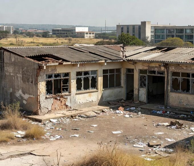 Escola pública deteriorada no DF mostrando precariedade