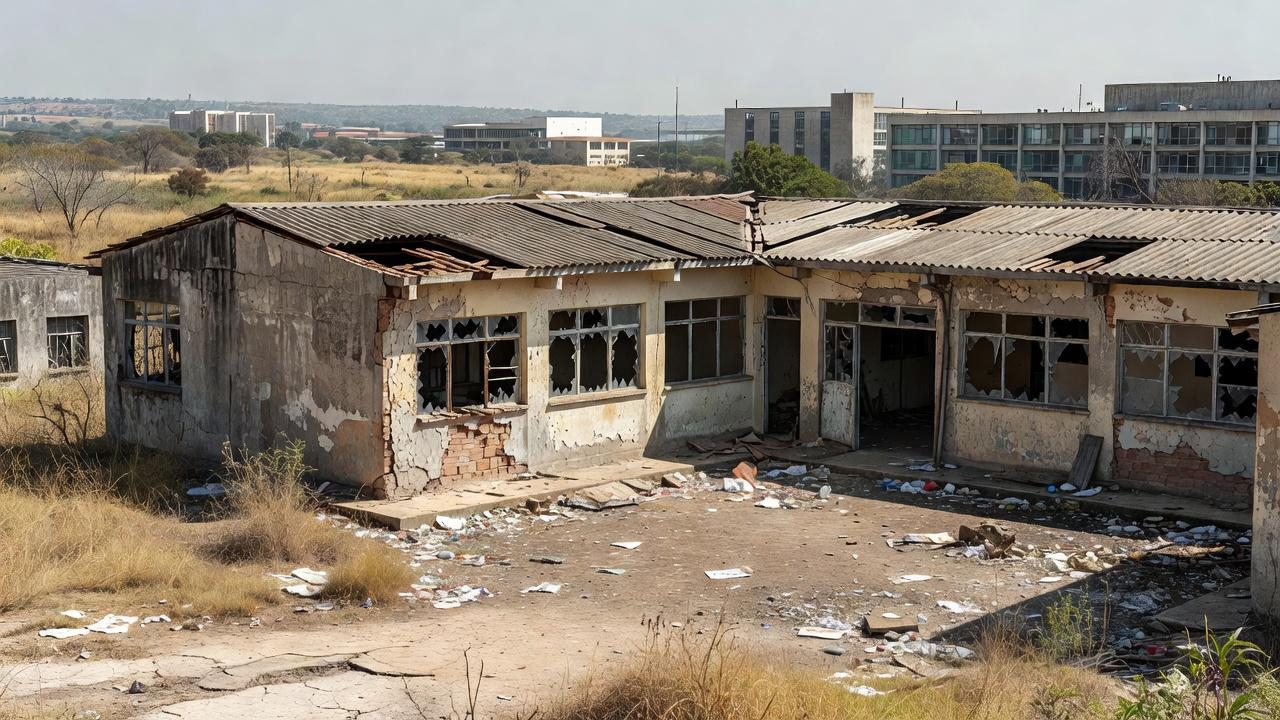 Escola pública deteriorada no DF mostrando precariedade