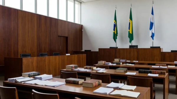 Sala de audiência do TJDFT em Brasília durante visita de estudantes de Direito