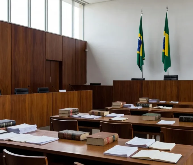 Sala de audiência do TJDFT em Brasília durante visita de estudantes de Direito