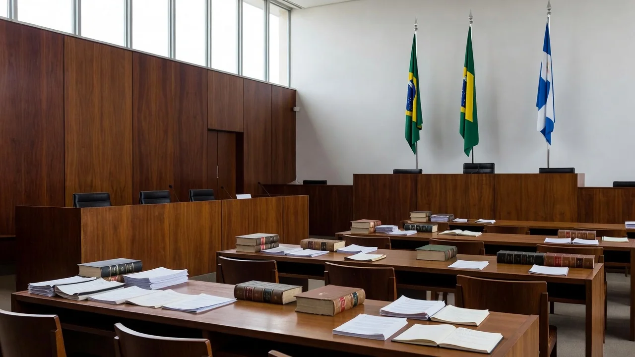 Sala de audiência do TJDFT em Brasília durante visita de estudantes de Direito