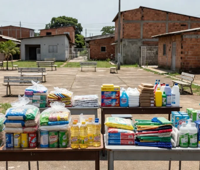 Ação social voluntária em centro comunitário no Distrito Federal