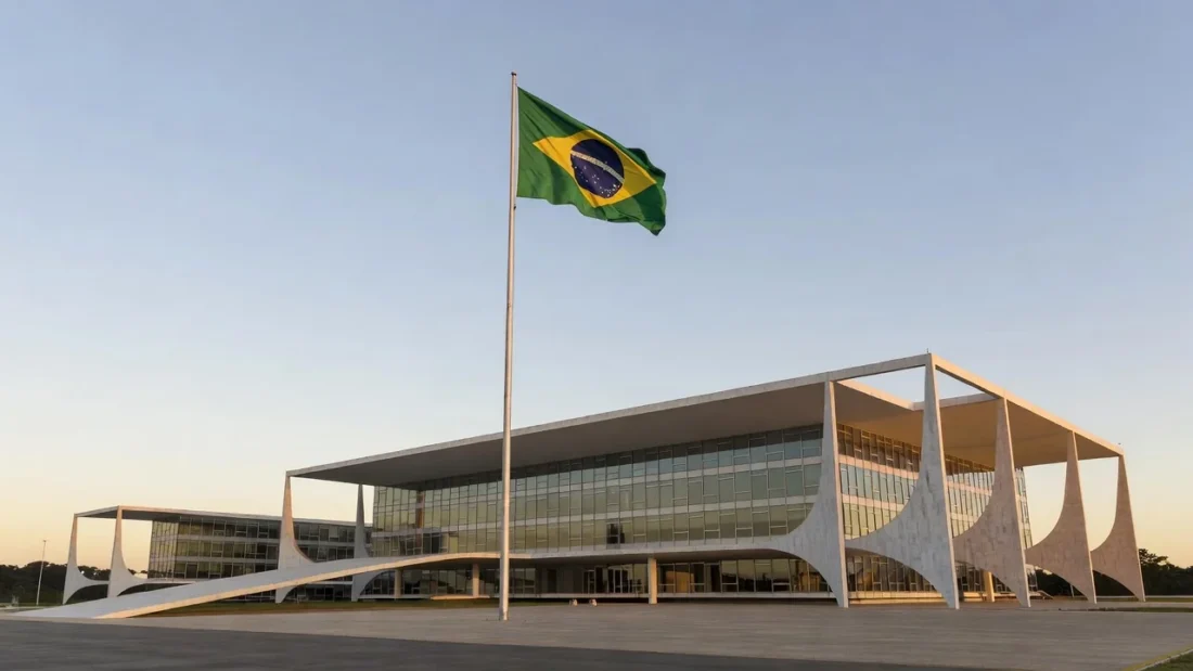 Cena política em Brasília representando apoio eleitoral do MDB-DF
