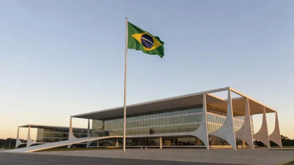 Cena política em Brasília representando apoio eleitoral do MDB-DF