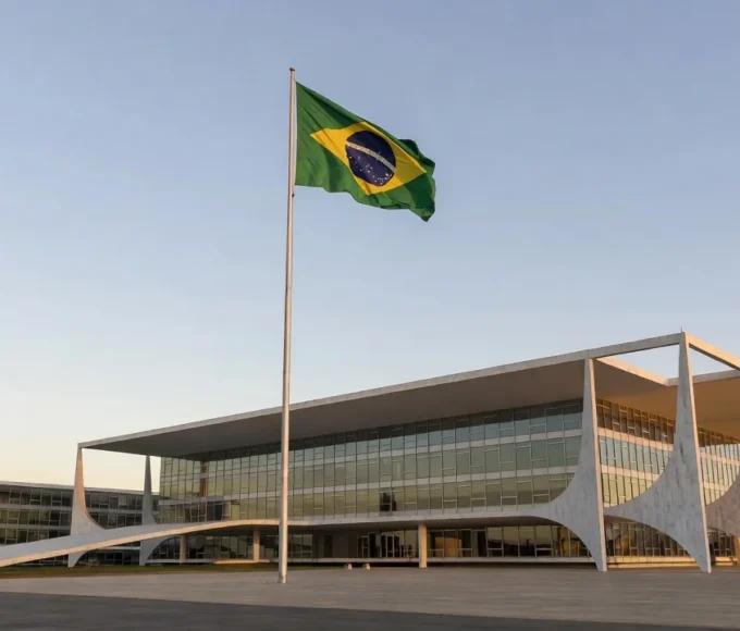 Cena política em Brasília representando apoio eleitoral do MDB-DF