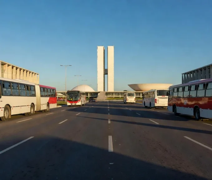 Ônibus do transporte público em Brasília após aprovação do passe livre estudantil