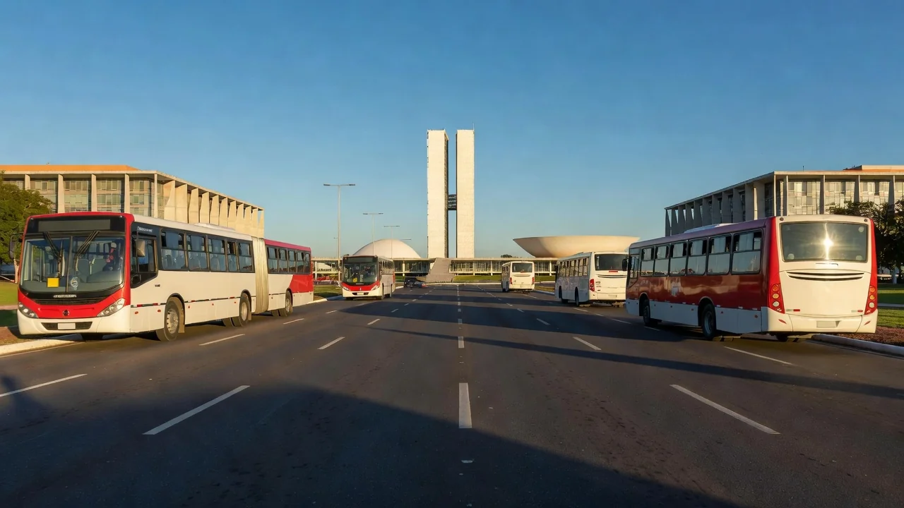 Ônibus do transporte público em Brasília após aprovação do passe livre estudantil