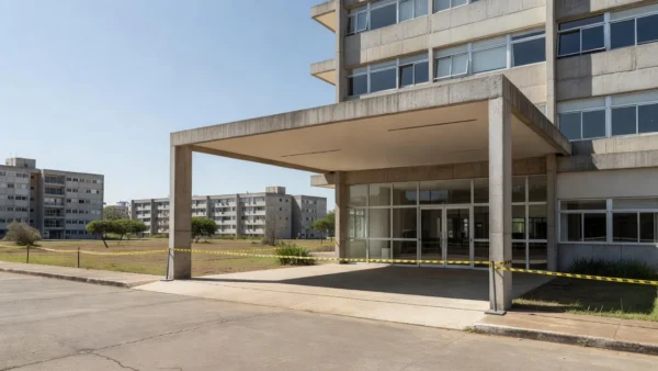 Prédio residencial em Brasília com isolamento policial após invasão